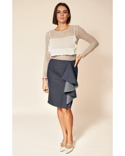 Gunda Hafner Ltd Blue Denim Skirt With Ruffles