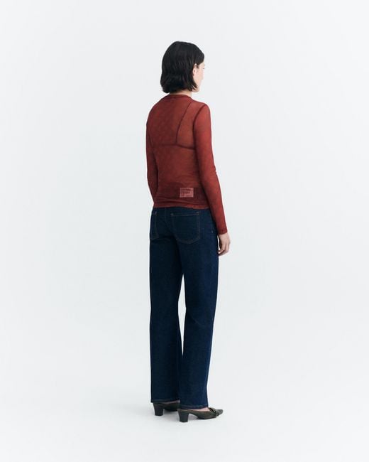 Thinking Mu Red Tere's Sheer Top