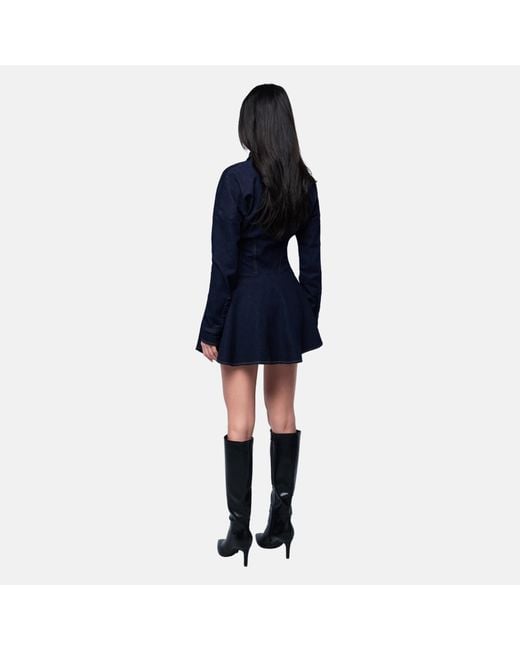 OW Collection Blue Ella Fitted Denim Mini Dress