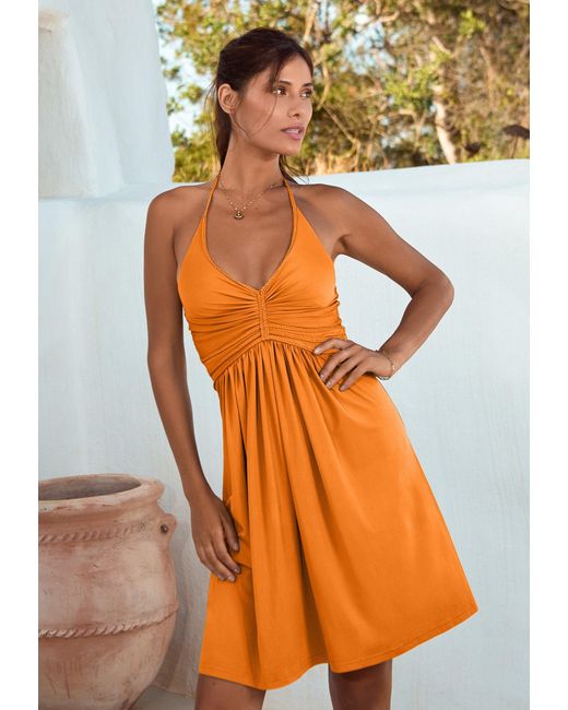 Chic by Lirette Orange Short Halter Dress Natural
