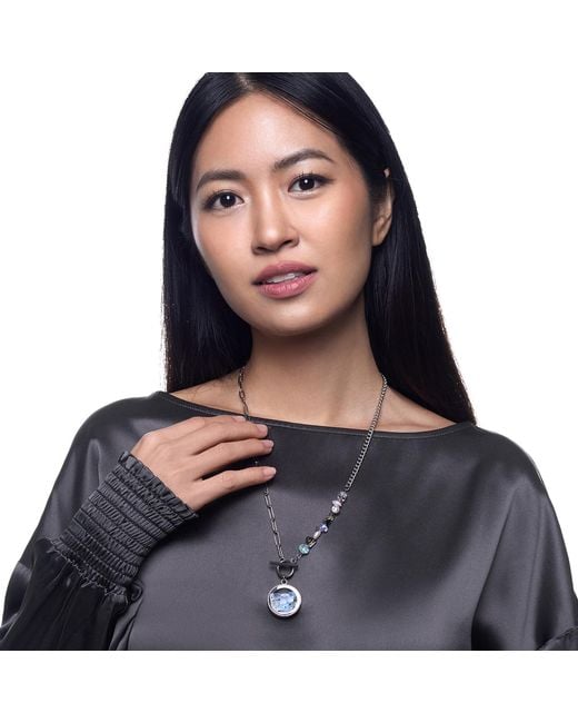 My Little Nature Metallic Neutrals Opal Necklace With Joyful Glas Bead Toggle Chain