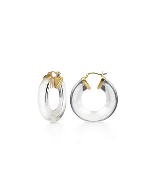 Gold & Honey Metallic Clear Chunky V-Hoop Lucite Earrings