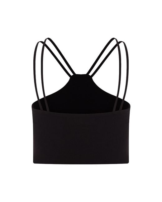 Maan Istanbul Black Thin Strap Crop Top