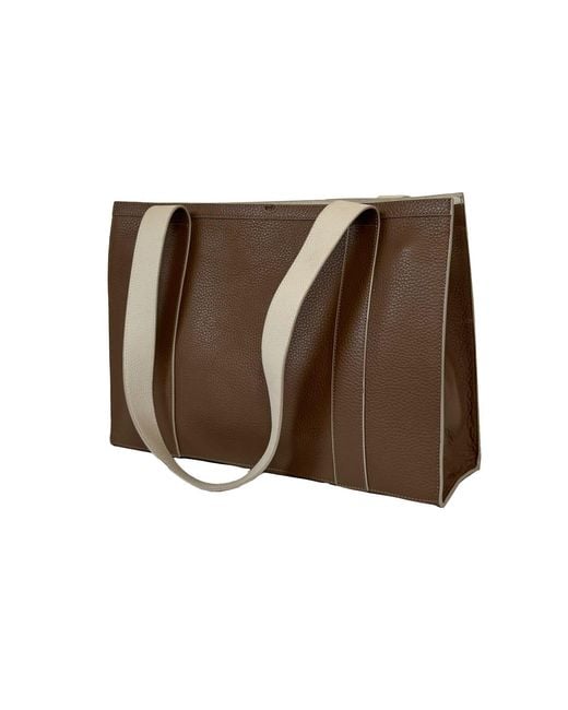 godi. Brown Neutrals The Maxwell Leather Handmade Zip Tote Bag