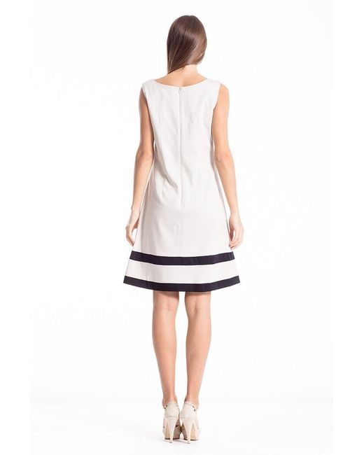 Conquista White Neutrals Stripe Detail Sleeveless Dress