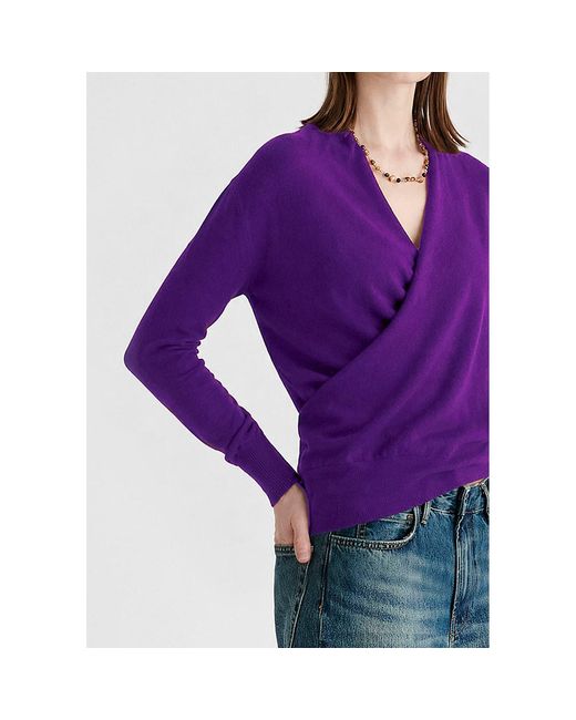 Paisie Purple Long Sleeve Knitted Wrap Top