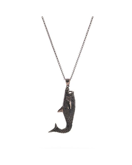 Ebru Jewelry Metallic Guardian Shark Diamond Necklace for men