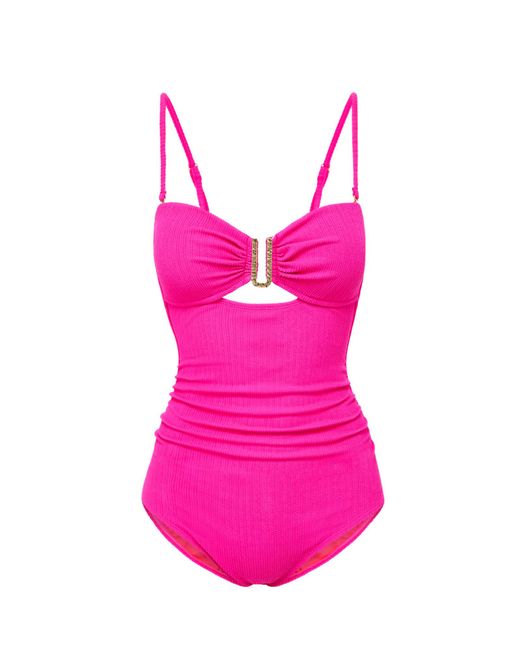 Change of Scenery Pink Lisa One Piece Shocking Textured Stripe