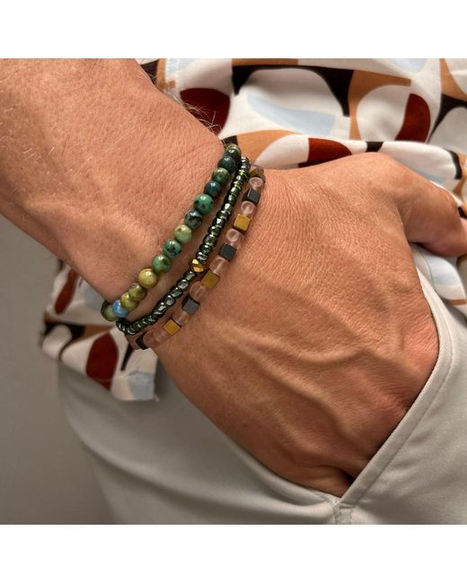 Jaredjamin Green Byzantine Rocks Bracelet Set for men