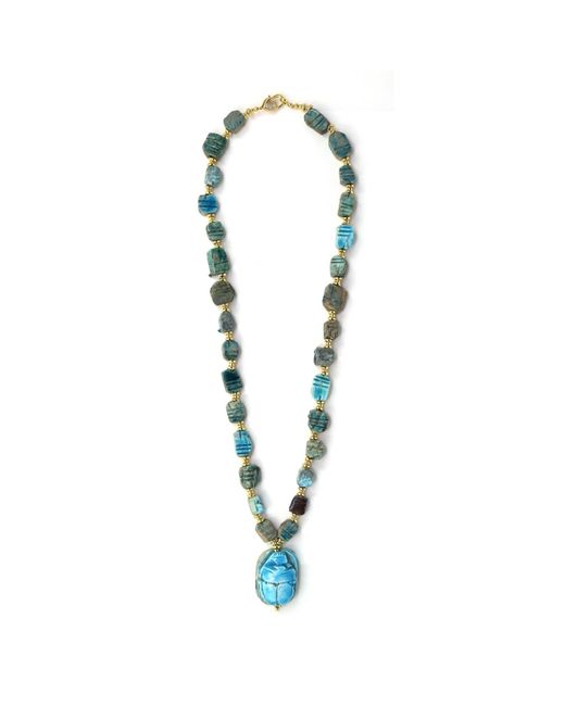 Shar Oke Metallic Faience Glazed Ceramic Pottery Necklace