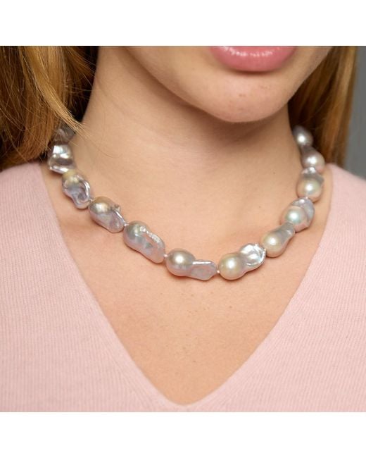 Pearls of the Orient Online Metallic Decus Large Cultured Freshwater Baroque Pearl Necklace