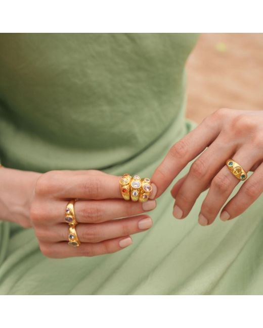 LINYA JEWELLERY Metallic Rosie Stone Signet Ring