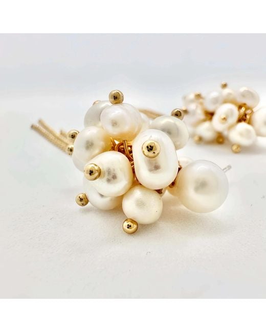 Angel Barocco Metallic Multi Ivory Pearl Earrings