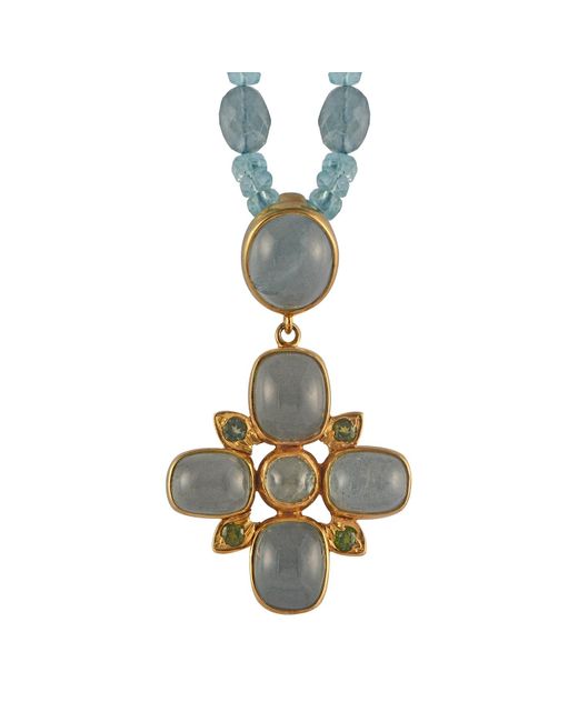 Emma Chapman Jewels Metallic Bathsheba Aquamarine Cross Pendant