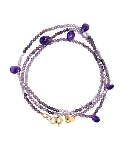 Lori Kaplan Design Blue Triple Wrap Shaded Spinel Amethyst Bracelet Or Necklace