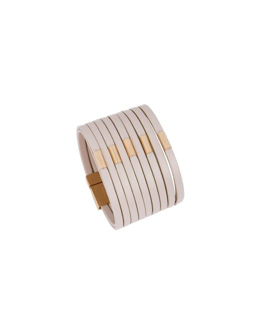 Saachi White Multi Strand Vegan Leather Linen Bracelet