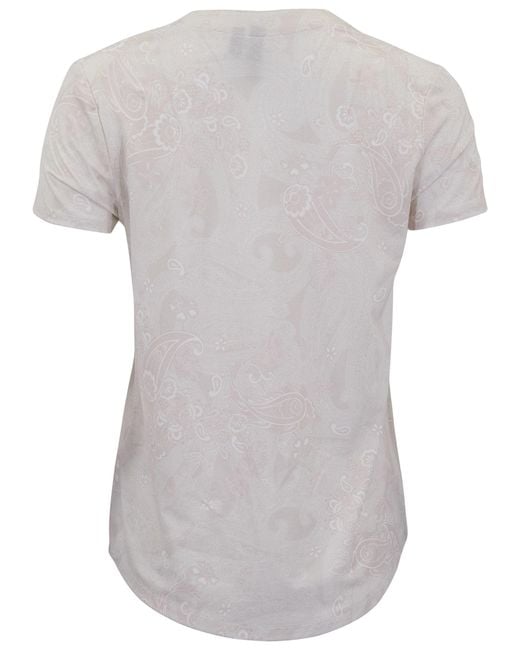Lords of Harlech White Neutrals Victoria Paisley Explosion Ivory V-Neck Printed Top