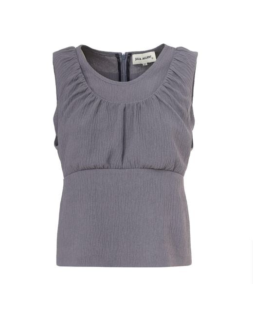 Julia Allert Gray Summer Crinkled Sleeveless Top & Long Skirt Two-Piece Set –