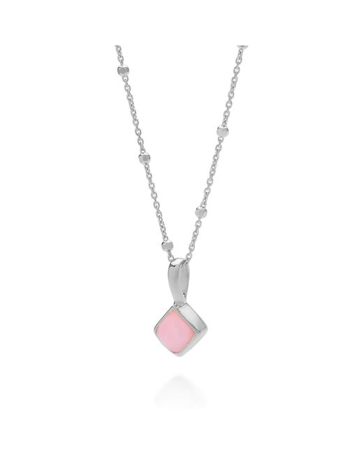 Nellou Jewellery Metallic Diamond Opal Necklace Birthstone October Sterling