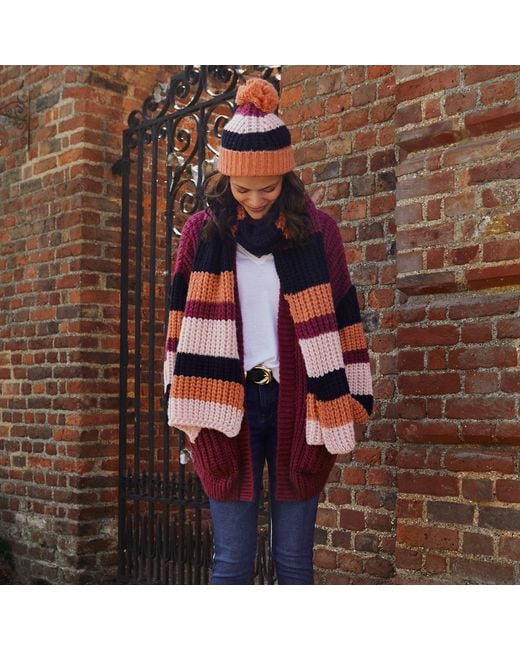 Cara & The Sky Multicolor Leia Stripe Oversized Chunky Scarf