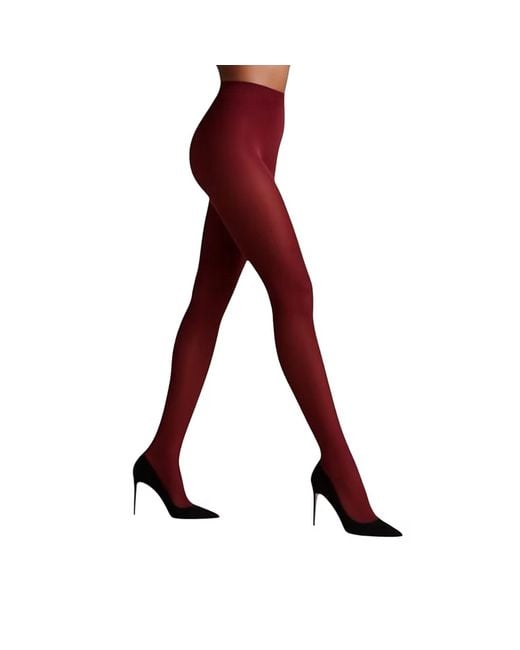 HIGH HEEL JUNGLE by KATHRYN EISMAN Red 80 Denier Velvet Opaque Tights