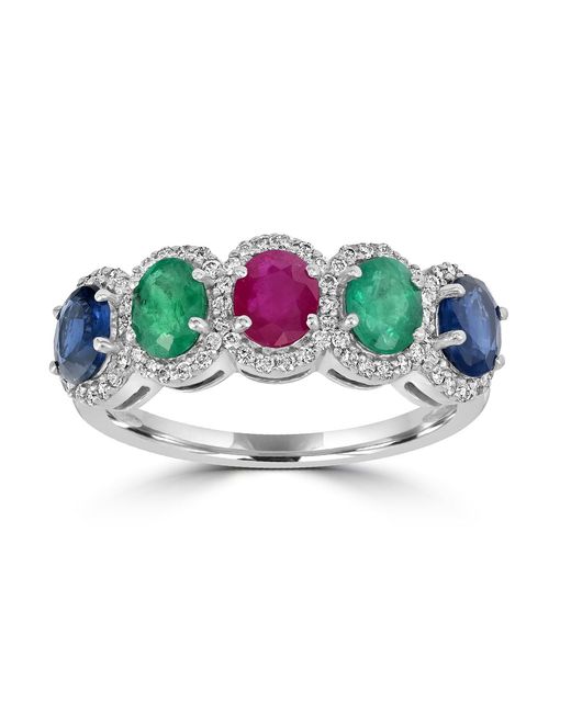 Artisan Blue 18K Ruby, Emerald & Sapphire Diamond Ring