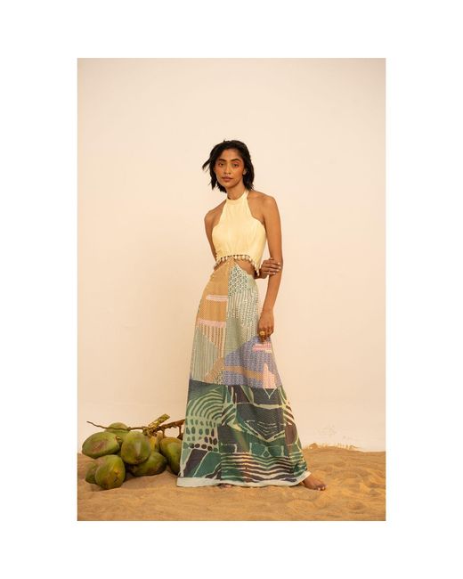 Tega Collective Metallic Samudram Reef Two Piece Gown