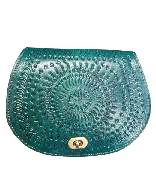 Berber Leather Green The Temara Embossed Saddle Bag for men