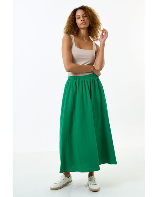 Louche Green Zoeline Recycled Cotton Midaxi Skirt