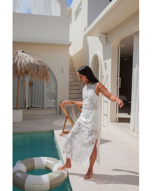 Palm Collective White Neutrals Fleur Lace Maxi Dress