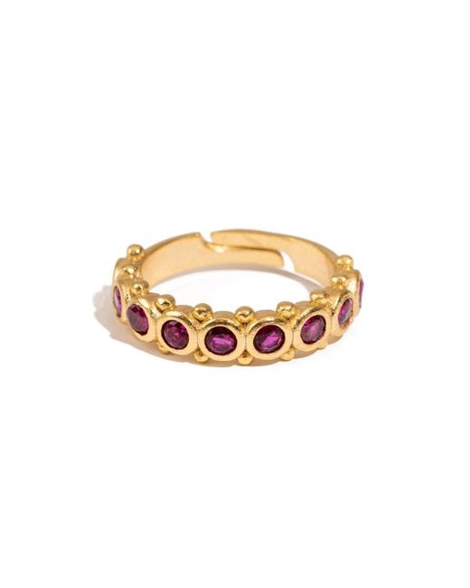 Ebru Jewelry Metallic Majestic Ruby Adjustable Statement Ring