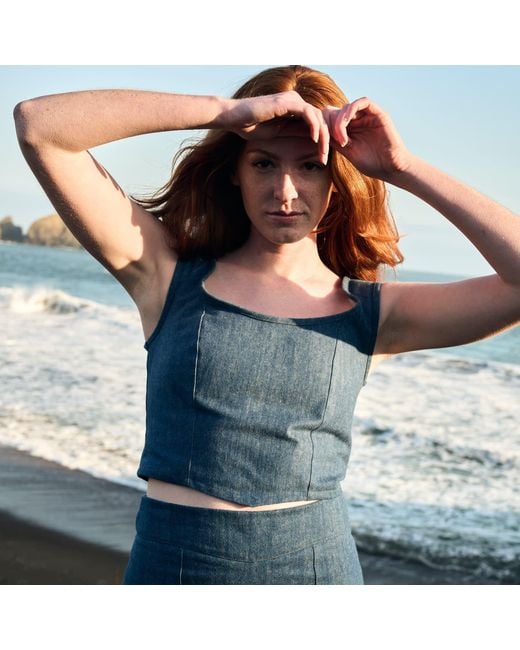 Italia A Collection Blue Denim Corset Top