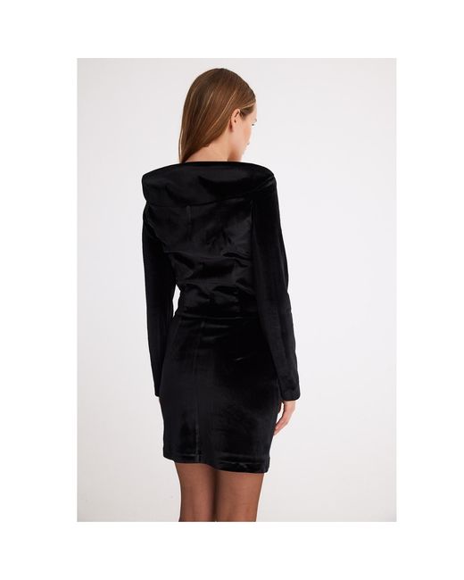 Mirimalist Black Maleficent Velvet Mini Dress