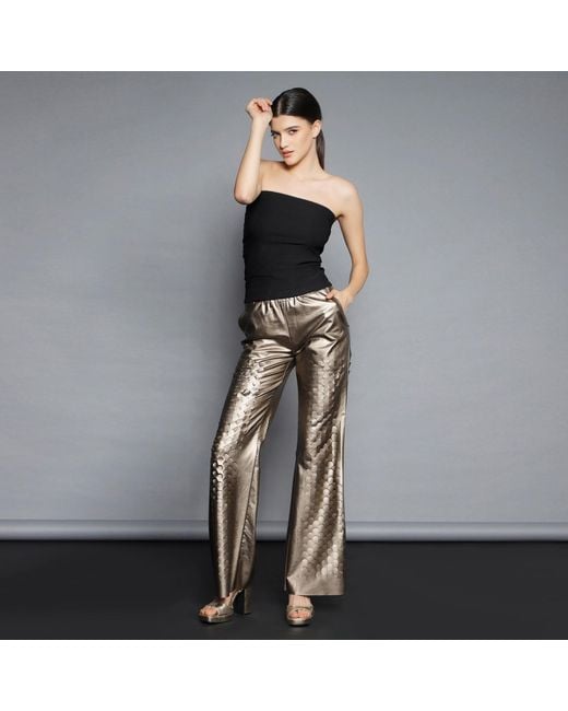 Silvia Serban Brown Neutrals Laser Cut Bronze Pants