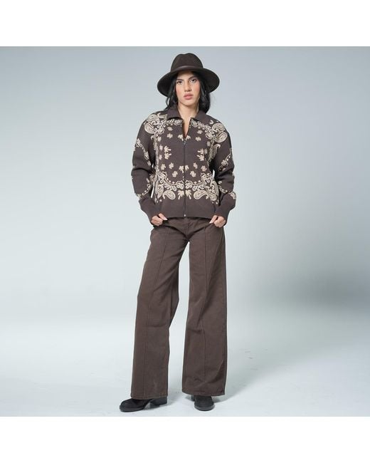 LOVEIST STORE Brown Caprica Zipper Knitting Cardigan