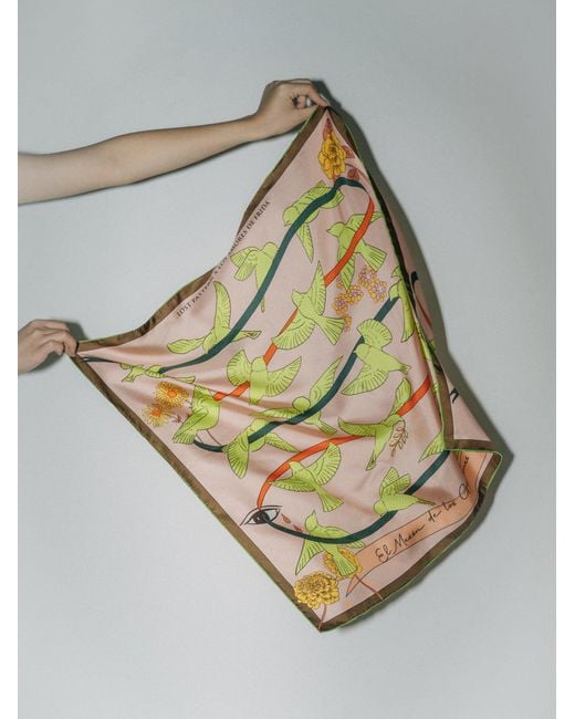 Lost Pattern Green Frida X Lost Pattern House Of Frida Silk Bandana Scarf