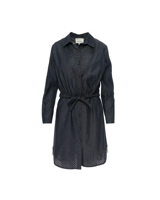 Silvia Serban Blue Neutrals Perforated Jeans Jacket & Vest With Negligee
