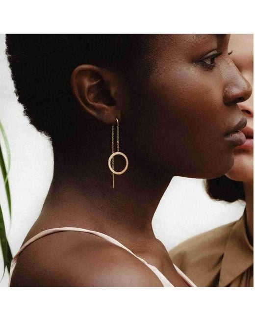 Protsaah Zurich Metallic Shimmering Disks Circle Chain Threader Earrings