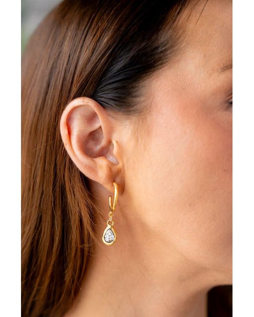 Loni Paul Jewelry Metallic Teardrop Crystal Hoop Earrings
