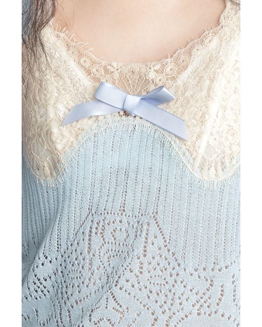 Anna Sui Blue Lingerie Lace Knit Camisole