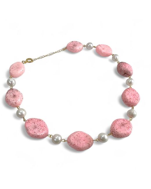 By Virgo Pink Lunara Coral & Pearl Beaded Necklace