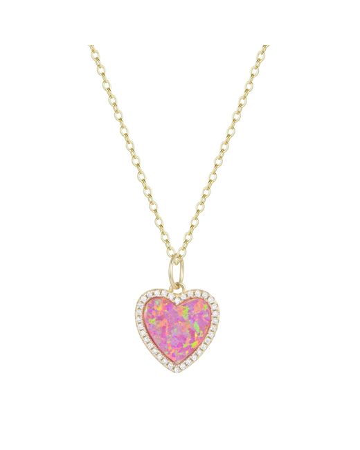KAMARIA Metallic Opal Heart Necklace With Crystals