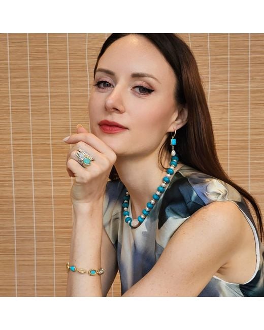 Farra White Amazonite Stone Setting Platinum Statement Ring
