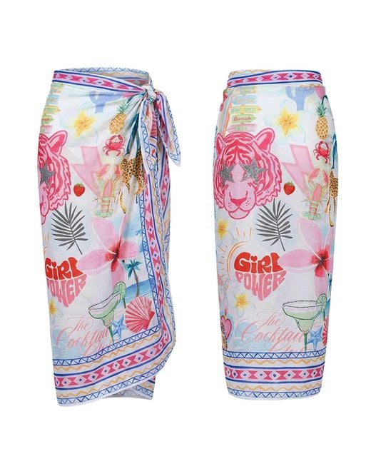 LOVEIST STORE Blue Nancy Bloom Design Chiffon Pareo
