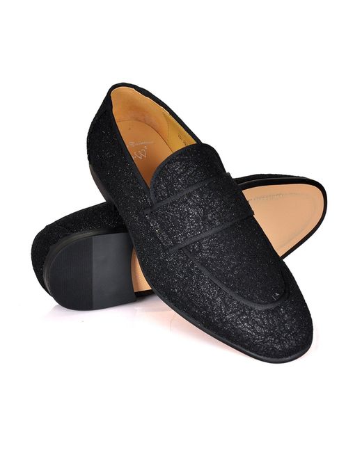 DAVID WEJ Black Alberto Floral Glitter Loafers for men