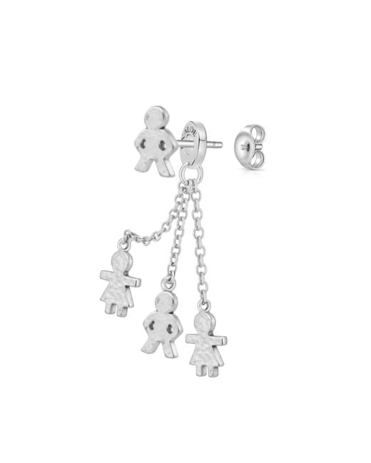 Unaloe White Sterling Boy Charm Chain Drop Earrings – Modern Symbolic Jewelry For