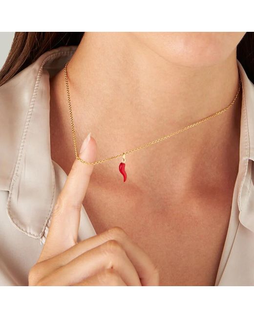 Unaloe Metallic And Enamel Cornicello Necklace – Italian Handmade Good Luck Charm