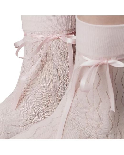 HIGH HEEL JUNGLE by KATHRYN EISMAN Pink Bella Satin Bow Socks