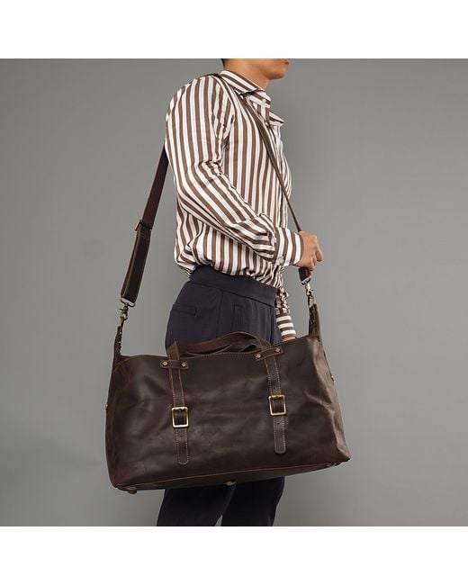 Touri Black Large Leather Weekender for men