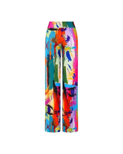 Beatrice von Tresckow Red Brush Stroke Wide Stretch Flare Trousers